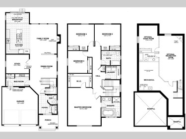 Floor plan of the Ashton single. The two-storey is 2,617 square feet with four bedrooms and a loft or just four bedrooms.