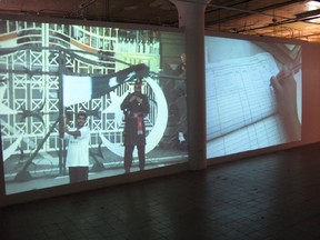 Still photo of Rachel Kalpana James's video installation Borderline , at Gallery 101 in Ottawa. (Photo courtesy the gallery)