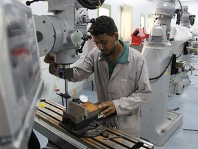 A student at the technical college Algonquin College operates in Jazan, Saudi Arabia.
