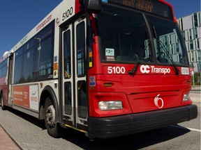 Four suspects led OC Transpo special constables on a search after the inside of a bus was damaged Thursday.