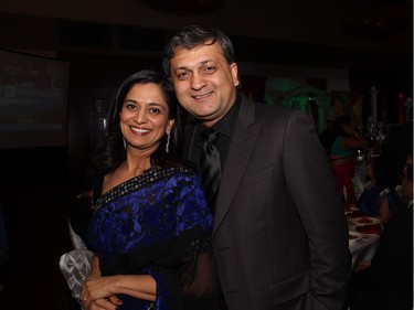 Atul Aggarwal, president and CEO of Marcan Pharmaceuticals, and his wife, Richa, at an inaugural gala evening supporting Free The Children's Adopt A Village India, held at the Hilton Lac Leamy on Saturday, January 30, 2016. (Caroline Phillips / Ottawa Citizen)