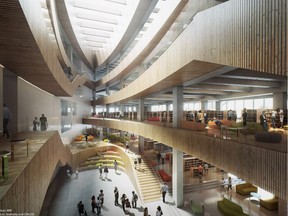A huge atrium is a central feature of Calgary's new library, scheduled to be complete in 2018.