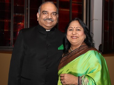 Committee member Nishith Goel, CEO of Cistel Technology, with his wife, Nita, at an inaugural gala evening supporting Free The Children's Adopt A Village India, held at the Hilton Lac Leamy on Saturday, January 30, 2016. (Caroline Phillips / Ottawa Citizen)