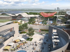 A plaza in DCDLS's proposal for LeBreton Flats, as presented in 2016.