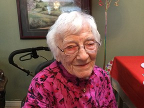 Etheleen Stanzel at her 100th birthday celebration at Carleton Place's Riverview Seniors' Residence.