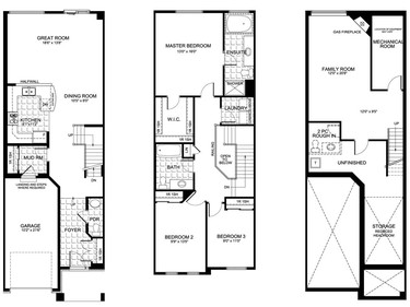 Floor plan of the Diamond townhome. The two-storey is 2,171 square feet (with the finished basement).
