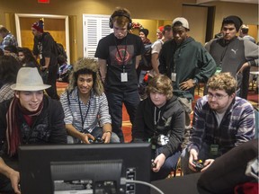 Frederick "Fwed" Levreault, Marc-Andre "Erra" Lepine, Jonah "Jesus" Sedge and Alex "EnvyDragon" Sedge compete at the Super Smash Bros. 4 game at the ECHO2016 tournament at the Coutyard Marriott Saturday.