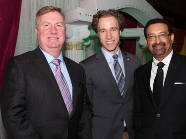 From left, committee co-chair Patrick Mullins with social entrepreneur Craig Kielburger, co-founder of Free The Children and Me to We, and committee co-chair Dr. Pradeep Merchant at an inaugural gala evening supporting Free The Children's Adopt A Village India, held at the Hilton Lac Leamy on Saturday, January 30, 2016.
