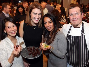 From left, GNAG (Glebe Neighbourhood Activities Group) executive director Mary Tsai with Lindsay Gordon (The Pomeroy House), event chair Tahera Mufti and chef Simon Fraser (The Rowan) at the Taste in the Glebe, an annual food, wine and beer fundraiser held at the Glebe Community Centre on Thursday, January 21, 2016.