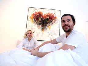 Edith Betkowski and Dominik Sokolowski will have an 11-day "bed in for peace" at the Alpha Art Gallery in Ottawa. (Jean Levac/ Ottawa Citizen)