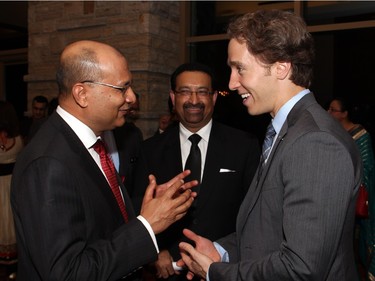 India's high commissioner to Canada, Vishnu Prakash, and Free The Children co-founder Craig Kielburger in conversation at an inaugural gala evening supporting Free The Children's Adopt A Village India, held at the Hilton Lac Leamy on Saturday, January 30, 2016. (Caroline Phillips / Ottawa Citizen)