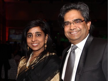 Kalai Kalaichelvan, CEO of Eion Wireless, and his wife, Sujatha Kumaraswami, were among the supporters an inaugural gala evening supporting Free The Children's Adopt A Village India, held at the Hilton Lac Leamy on Saturday, January 30, 2016. (Caroline Phillips / Ottawa Citizen)
