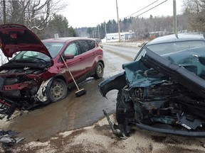 Two women were taken to hospital after the collision Monday on L'Ange-Gardien Road. Police said their injuries were not life-threatening.