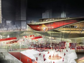The RendezVous LeBreton proposal is partially seen here in architectural renderings.