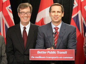 Dalton McGuinty and Jim Watson, announcing $600 million for Ottawa's LRT plans in December 2009.