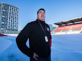 New offensive co-ordinator Jaime Elizondo  gets a look at the snow covered stadium at TD Place as he gets down to work with the Ottawa Redblacks of the CFL. He was hired to replace Jason Maas just before Christmas. His challenge will be to replace Maas and keep the offence humming at the level that took the Redblacks to the Grey Cup game in 2015.