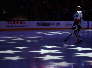 ANAHEIM, CA - JANUARY 13:  Craig Anderson #41 of the Ottawa Senators stands prior to a game against the Anaheim Ducks at Honda Center on January 13, 2016 in Anaheim, California.
