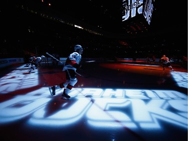 ANAHEIM, CA - JANUARY 13:  Mark Stone #61 of the Ottawa Senators skates during warmups prior to a game against the Anaheim Ducks  at Honda Center on January 13, 2016 in Anaheim, California.