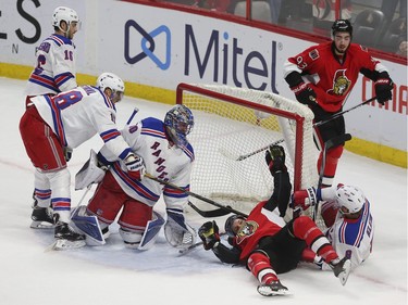 The Ottawa Senators took on the New York Rangers at the Canadian Tire Centre in Ottawa Ontario Sunday Jan 24, 2016. Senators Bobby Ryan scores on Rangers Henrik Lundqvist during second period action Sunday.