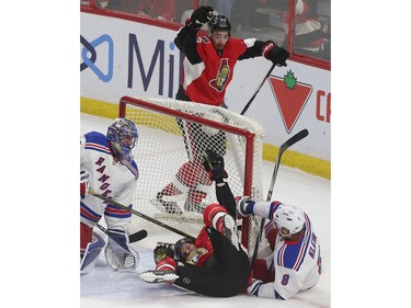 The Ottawa Senators took on the New York Rangers at the Canadian Tire Centre in Ottawa Ontario Sunday Jan 24, 2016. Senators Bobby Ryan scores on Rangers Henrik Lundqvist during second period action Sunday.