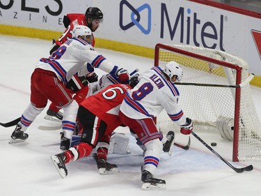 The Ottawa Senators' Bobby Ryan scores on Rangers netminder Henrik Lundqvist during the second period at the Canadian Tire Centre on Sunday, Jan. 24, 2016.