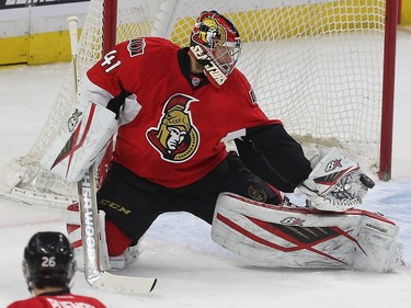 The Ottawa Senators took on the New York Rangers at the Canadian Tire Centre in Ottawa Ontario Sunday Jan 24, 2016. Senators goalie Craig Anderson makes a save agains the Rangers during second period action Sunday.