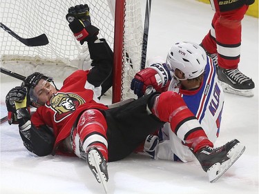 The Ottawa Senators took on the New York Rangers at the Canadian Tire Centre in Ottawa Ontario Sunday Jan 24, 2016. Senators Bobby Ryan scores on Rangers Henrik Lundqvist during second period action Sunday.