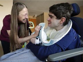 Matthew Doyle, 25, gets
2½ hours of daily care from support workers including Elizabeth, who didn't want her last name used. On Monday, he will go to a emergency respite facility while his mother,  Jayne Serafini, recovers from a car accident.