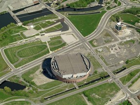 Photo illustration shows how an arena the size of the Canadian Tire Centre could look on Lebreton Flats.