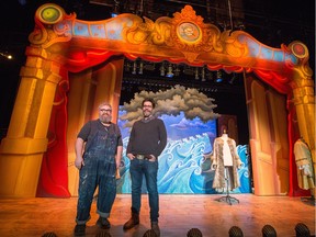Pityu Kenderes (L) and Judd Palmer are the artistic directors for the Old Trout Puppet Workshop and the designers for the Twelfth Night set seen here in the NAC English Theatre.