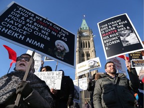 Protest rally of Saudi Arabia's Execution of SHI'A cleric Sheikh Nimr by Canadian Shia Communities on Parliament Hill on Wednesday, Jan. 6.