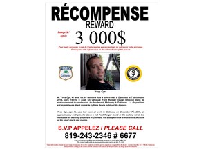 Gatineau police offer $3,000 reward for information on missing Yves Cyr.
