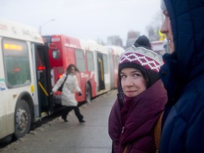 Sandra Baranek, waiting to take a bus to work on Monday morning, credited OC Transpo for  guiding passenger through the changes.