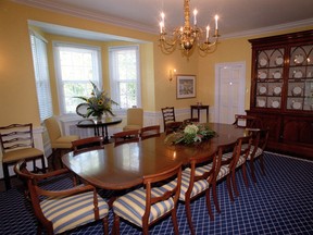 The dining room at Stornoway, the Official Residence of the Leader of the Opposition. Tom Mulcair lived there until the NDP slipped to third-party status in October.