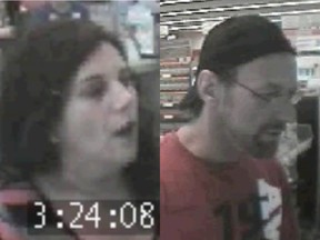 Robbery suspects Nicole Turgeon, left and Paul NADON, right.