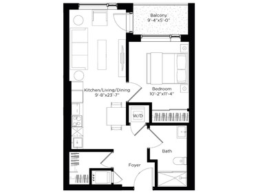 The Johnston is a one-bedroom with 608 square feet and a starting price of $329,990.