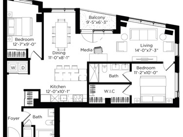 The Ogilvie is a two-bedroom, two-bathroom unit with 1,146 square feet. It starts at $575,990.