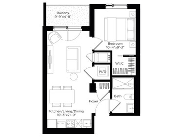 The Hewton is a one-bedroom unit with 504 square feet starting at $269,990. (All the floor plans are named, appropriately, after Canadian artists.)