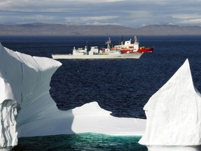 20 August 2008 Hudson Strait, Arctic Ocean The HMCS Toronto and the Canadian Coast Guard Ship (CCGS) Pierre Radisson sail past an iceberg in the Hudson Strait off the coast of Baffin Island. Both ships are part of Operation NANOOK.  Operation NANOOK is a Canada Command sovereignty operation, taking place in Canada's arctic waters.  Ranging from Iqaluit on Baffin Island to the Hudson Straits area, the operation will include joint co-operation from Army, Navy, and Air Force units, training Canadian Forces personnel to support other government departments.  In close cooperation with the Coast Guard and RCMP, operations such as NANOOK increase inter-department effectiveness, in addition to bolstering Canada's presence in her northern territories.