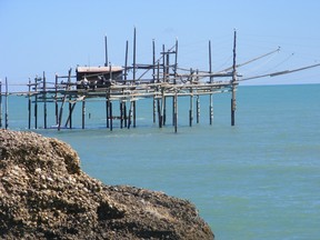 A stretch of the Adriatic shoreline is called the Trabocchi Coast in recognition of the unique traditional fishing platforms found there. Today, many of the platforms double as restaurants where you can eat fresh fish caught earlier in the day.