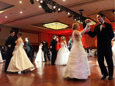 A group of 12 debutantes and 12 cavaliers presented the quadrille at the Viennese Winter Ball held at The Westin hotel on Saturday, February 20, 2016, with the Thirteen Strings Chamber Orchestra.