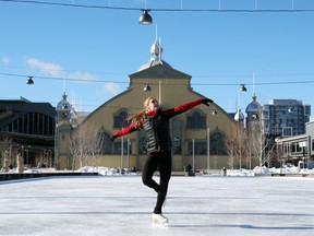 New Canadian skating champion Alaine Chartrand of Prescott showcases her skills on the outdoor skating court at Lansdowne Park where Skate Canada, announced Monday that Ottawa will be host city for the next national championships on Jan. 16-22, 2017.