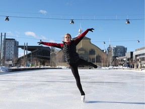 Alaine Chartrand showcases her skills on the Skating Court at Lansdowne Park where Skate Canada announced that Ottawa will be host city for 2017 national championships, February 01, 2016.