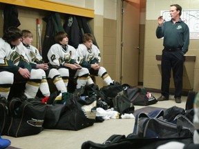 Gloucester Rangers Bantam 'AA' head coach Pete Nooyen prepares his team. The city plans to change the way it allocates ice time, a move that will affect levels of hockey from minor to oldtimers.