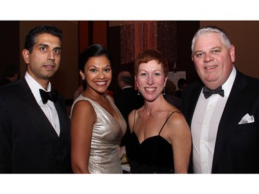 From left, Mahesh Mani, a partner with sponsor KPMG, and his wife, Deepali, with committee member Christine Murray and her husband, Scott Murray, at the 19th edition of the Viennese Winter Ball, held at The Westin on Saturday, February 20, 2016.