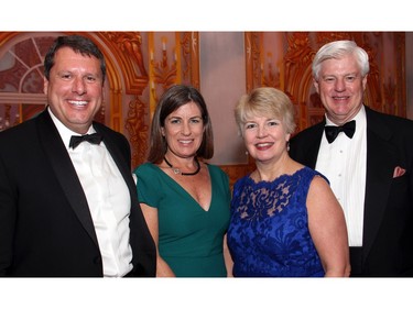 From left, Spiteri & Ursulak LLP partner Chris Spiteri, board chair of Music & Beyond, with his wife, Jane, and their friends, Judith Manley and John Manley, president and CEO of the Canadian Council of Chief Executives, at the 19th edition of the Viennese Winter Ball, held at The Westin hotel on Saturday, February 20, 2016.