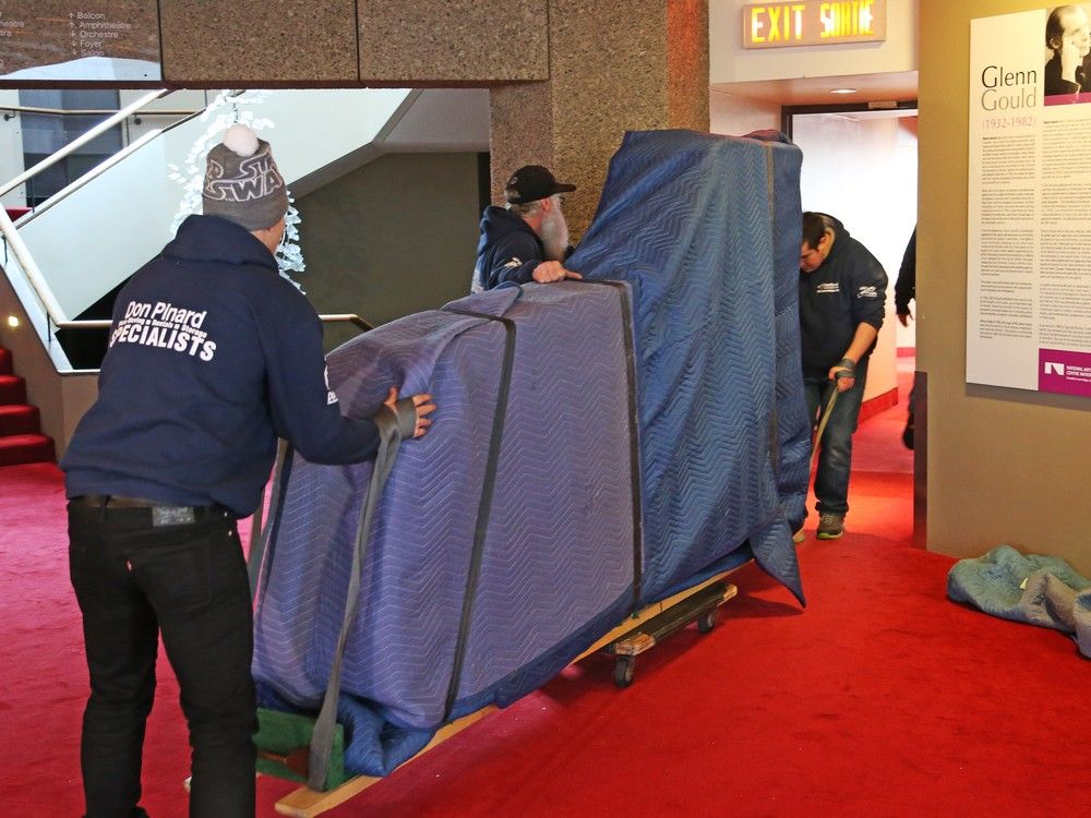 Glenn Gould's famous Steinway piano is moved out of the NAC.