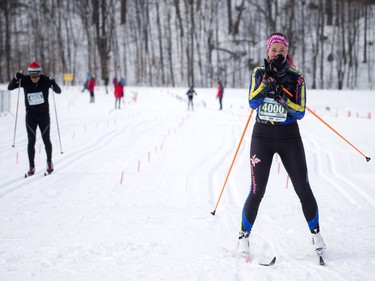 Isabella Howden the first woman to complete the 27km Classique at the Gatineau Loppet Saturday February 27, 2016.