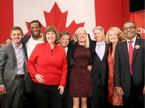 Ottawa West-Nepean MP Anita Vandenbeld, at front in red top, was among several area Liberals elected last October. She has long studied the role of women in politics.