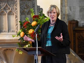 Canadian Historian Margaret MacMillan giving a lecture at St Thomas Becket Church in Salisbury, U.K.